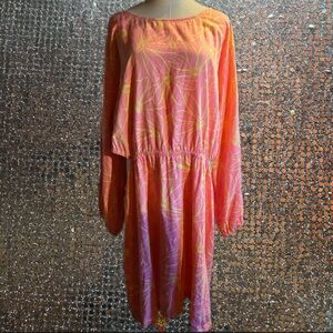 Universal Thread Melon and Yellow linen blend cut out sides midi dress